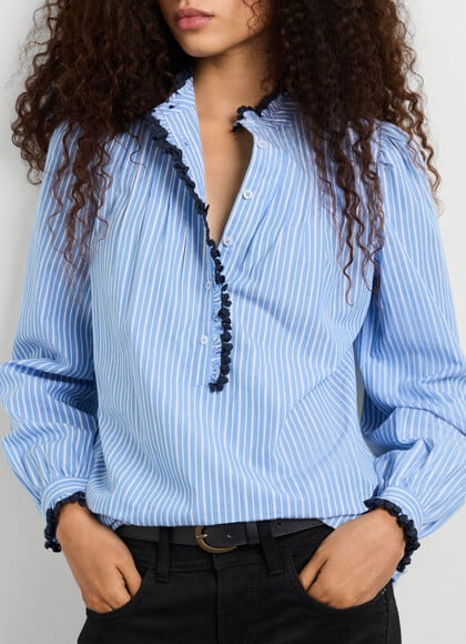 STRIPED FLUID BLOUSE