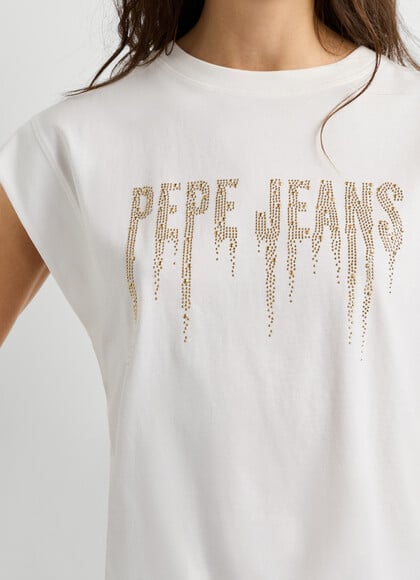 SLEEVELESS SHIRT WITH STUDDED LOGO