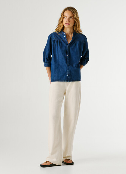 REGULAR FIT DENIM BLOUSE