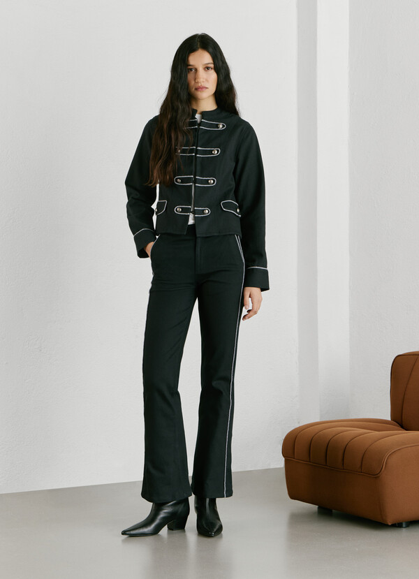 FLARE FIT TWILL TROUSERS