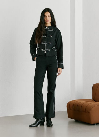 FLARE FIT TWILL TROUSERS