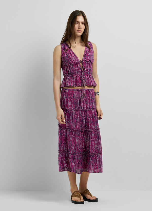 ABSTRACT PRINT MIDI SKIRT