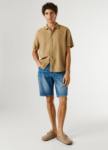 TAPER FIT DENIM BERMUDA SHORTS