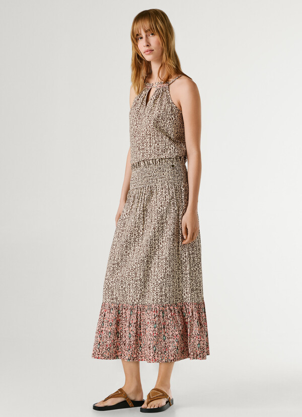 PRINTED MIDI SKIRT