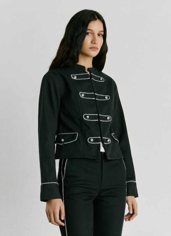 TWILL JACKET WITH MAO COLLAR