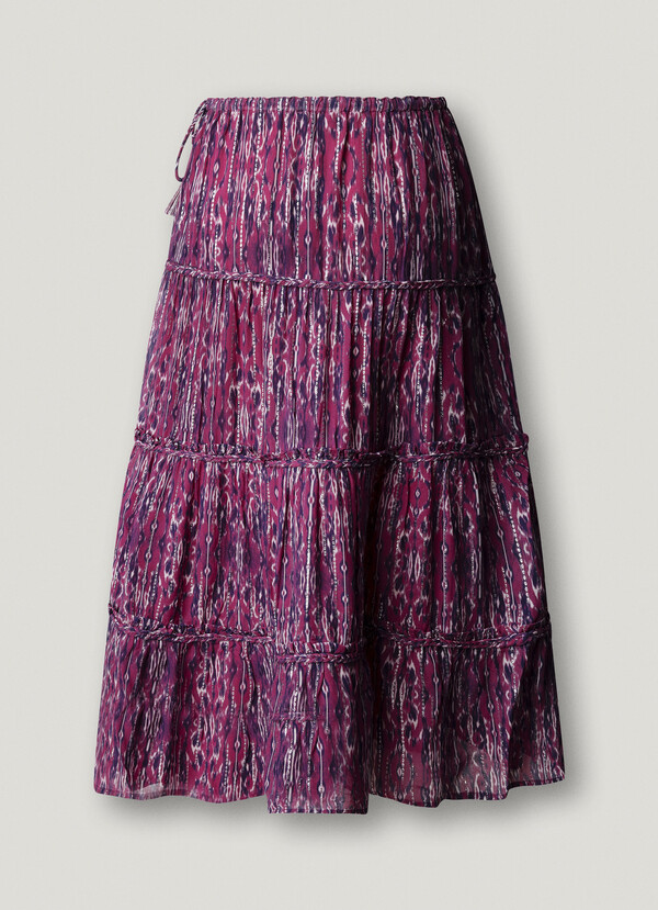 ABSTRACT PRINT MIDI SKIRT
