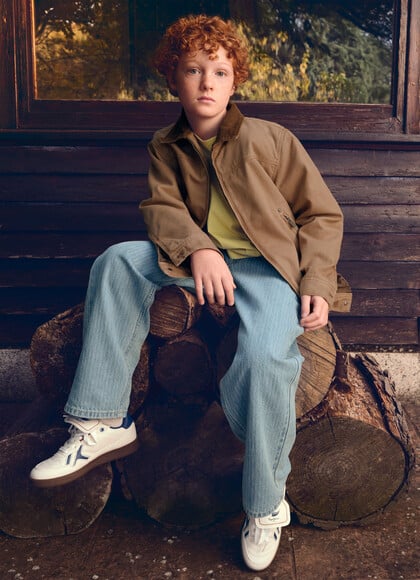 COTTON CANVAS JACKET WITH SHIRT COLLAR
