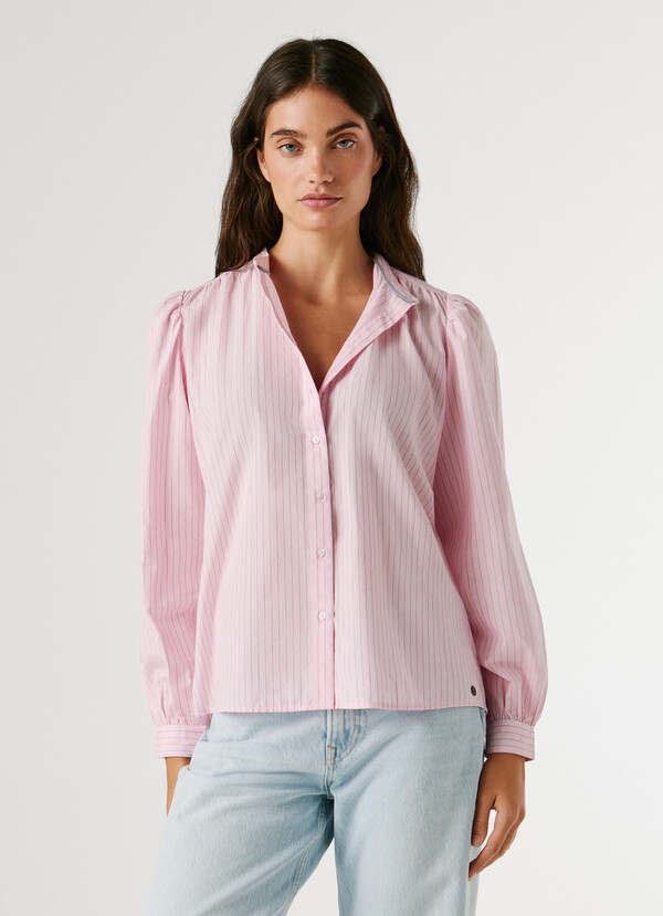 STRIPED POPLIN BLOUSE