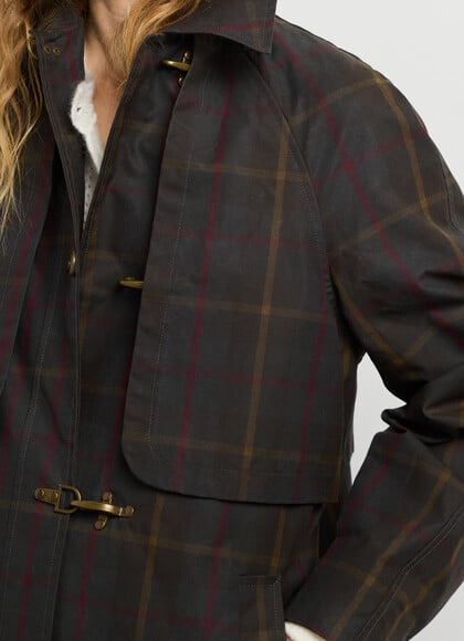 LONG CHECKED TRENCH COAT