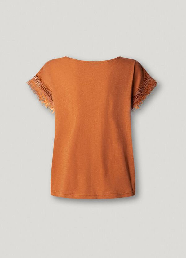 CREW NECK T-SHIRT WITH FRINGES