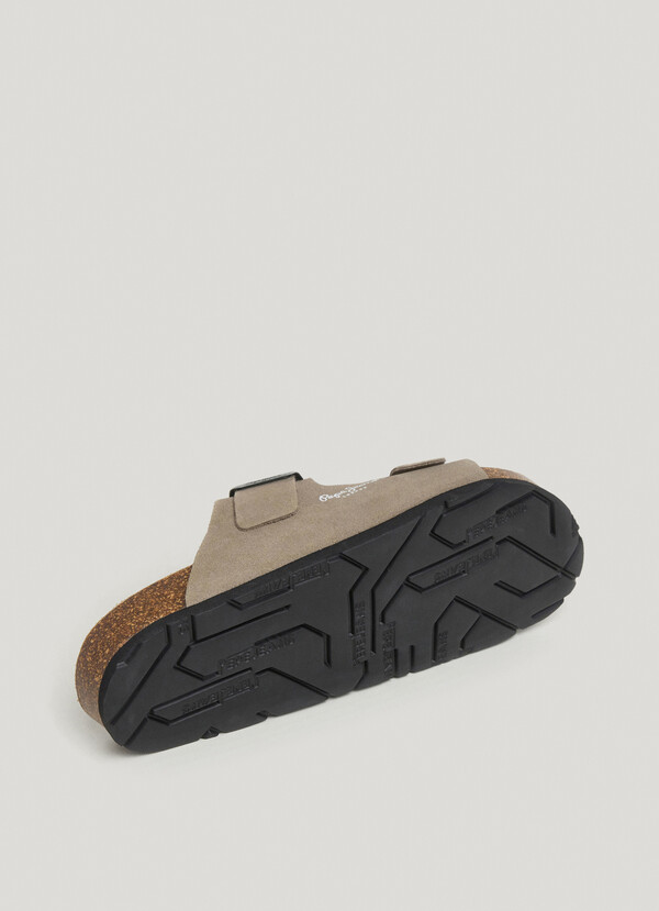 SUEDE SANDALS WITH DOUBLE BUCKLE