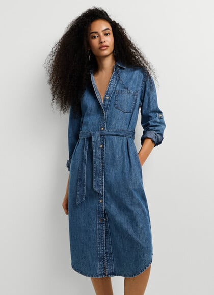 REGULAR FIT DENIM MIDI DRESS