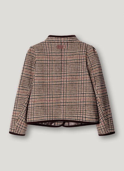 CHECKED MAO COLLAR JACKET