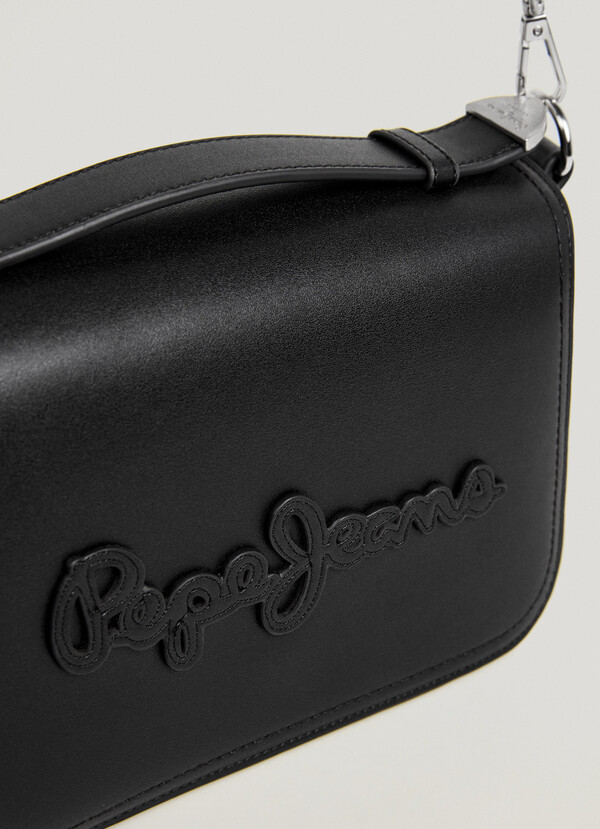 LEATHER EFFECT SHOULDER BAG WITH FLAP