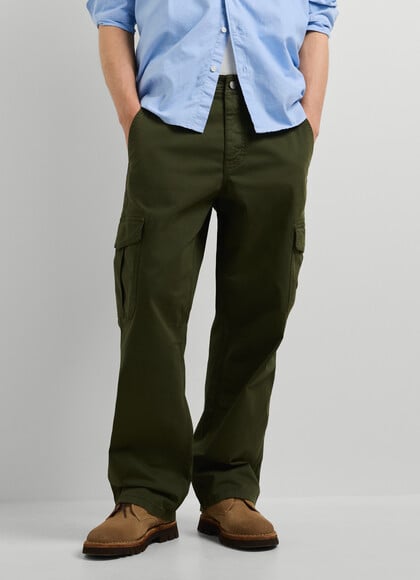 RELAXED FIT TWILL CARGO TROUSERS