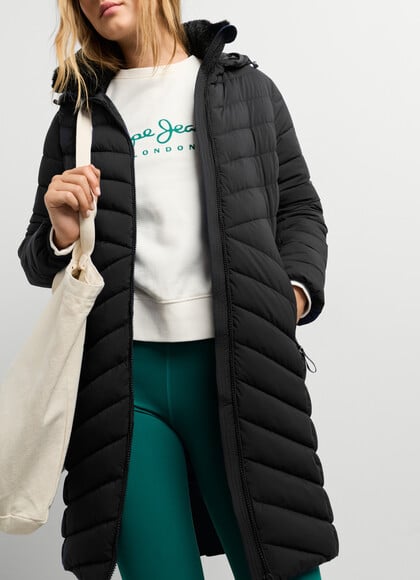 LONG PUFFER JACKET WITH BELT
