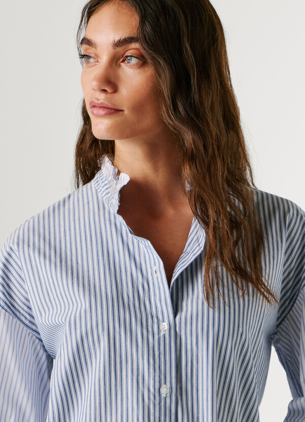 STRIPED POPLIN BLOUSE