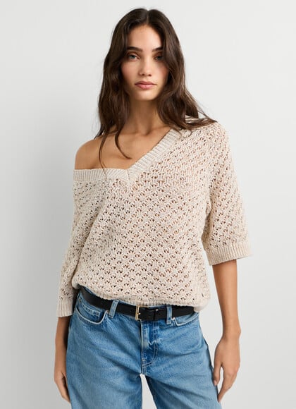 V-NECK OPENWORK JUMPER