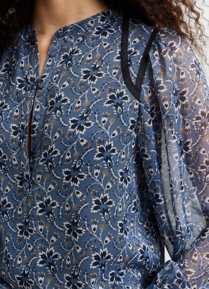 FLORAL PRINT CHIFFON BLOUSE