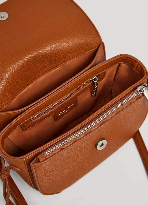 LEATHER EFFECT SHOULDER BAG WITH FLAP