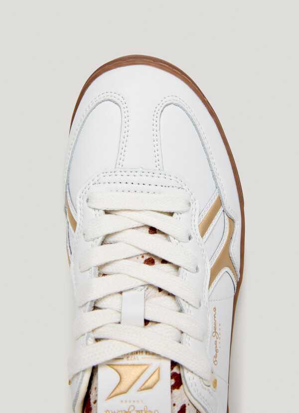 LEATHER TRAINERS WITH ANIMAL PRINT DETAILS - BALL