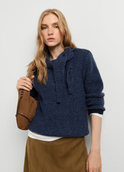 HIGH NECK STRIPED KNIT JUMPER
