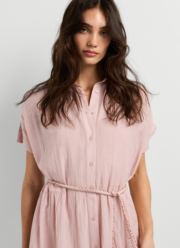 SHIRT COLLAR MIDI DRESS