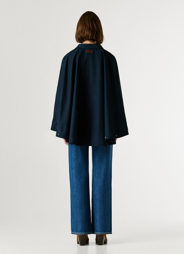 CAPE COAT WITH SHIRT COLLAR