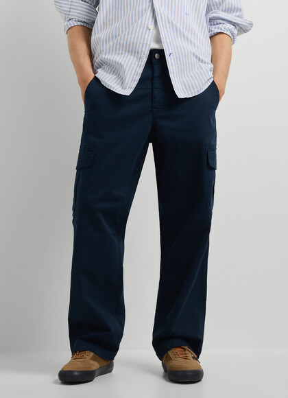 RELAXED FIT TWILL CARGO TROUSERS