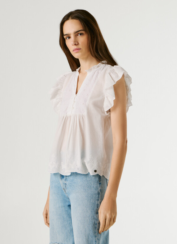 BUTTERFLY SLEEVE FLUID BLOUSE