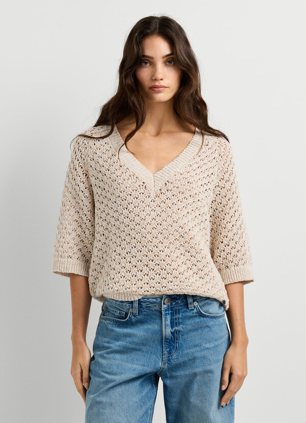 V-NECK OPENWORK JUMPER