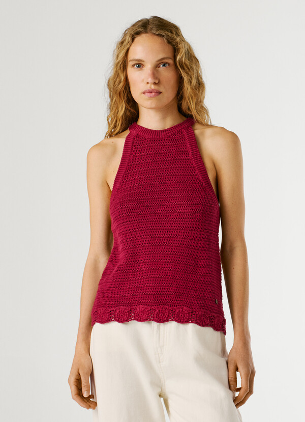 CROCHET HALTER NECK TOP
