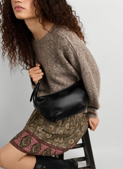 Leather effect crescent-shaped handbag