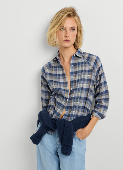 PLAID RAGLAN SLEEVE SHIRT