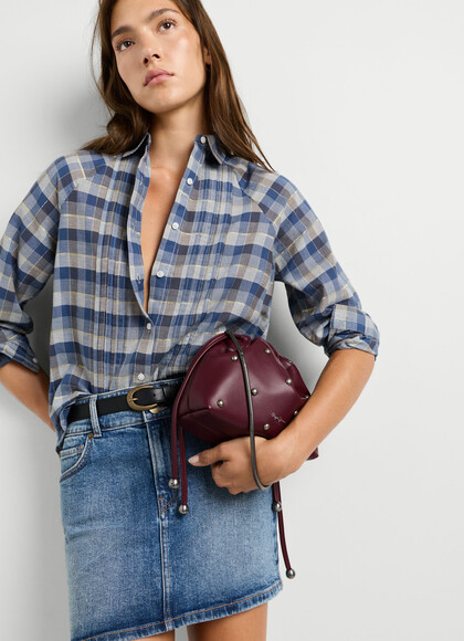LEATHER EFFECT HOBO BAG WITH STUDS