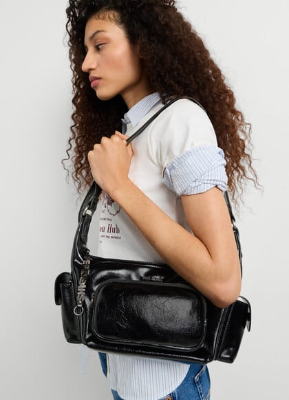 LEATHER EFFECT HOBO BAG