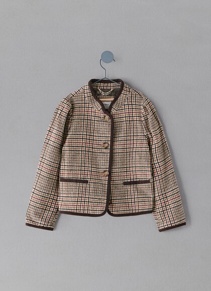 CHECKED MAO COLLAR JACKET