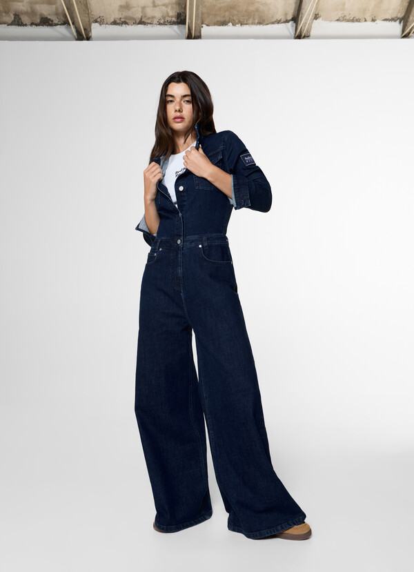 REGULAR FIT DENIM MAXI JUMPSUIT
