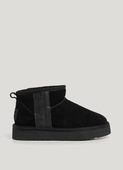 SUEDE ANKLE BOOTS WITH EMBOSSED LOGO